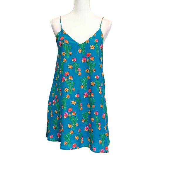 Peach Love California Cactus Mini Swing Dress Jade Fun Cute Desert Pockets - Picture 3 of 14